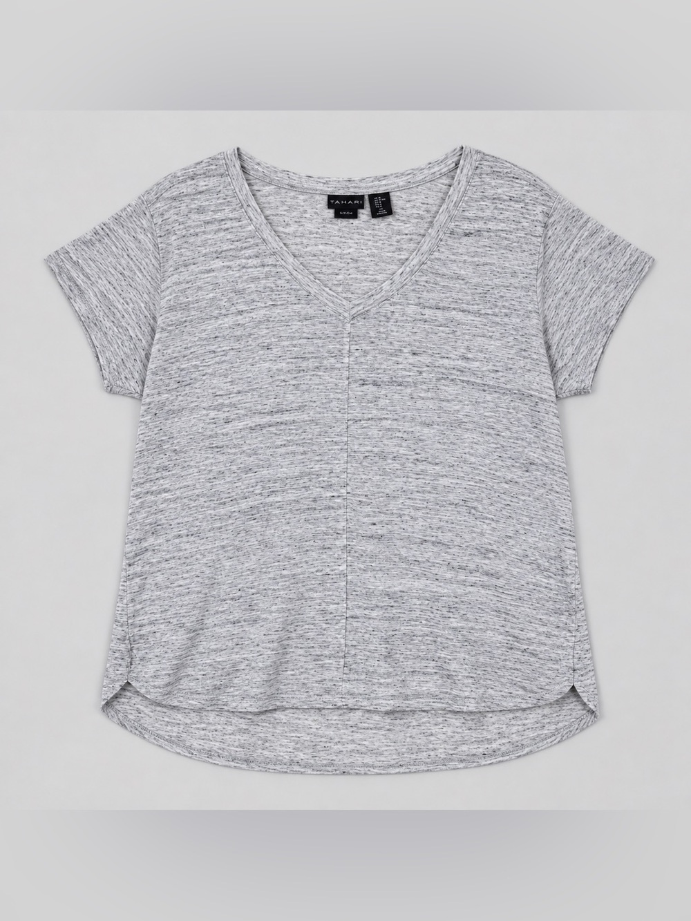 Tahari 100% Linen Blouse Top XL Euro Summer Coastal Grey